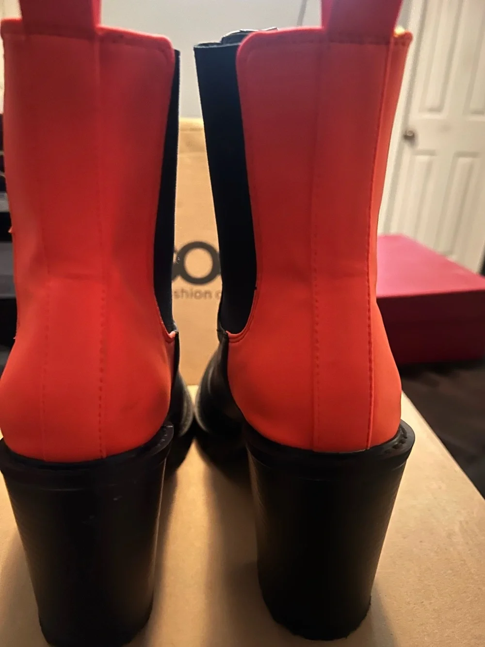 ASOS Black and Orange Chelsea Lug Ankle Boots